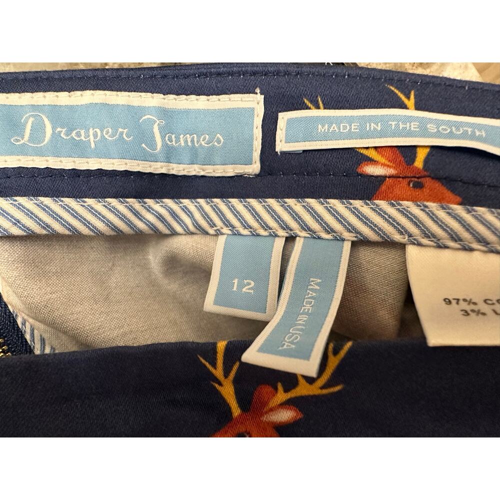 Draper James Oh Deer Pleated Skirt Navy Sz 12 - Picture 7 of 8